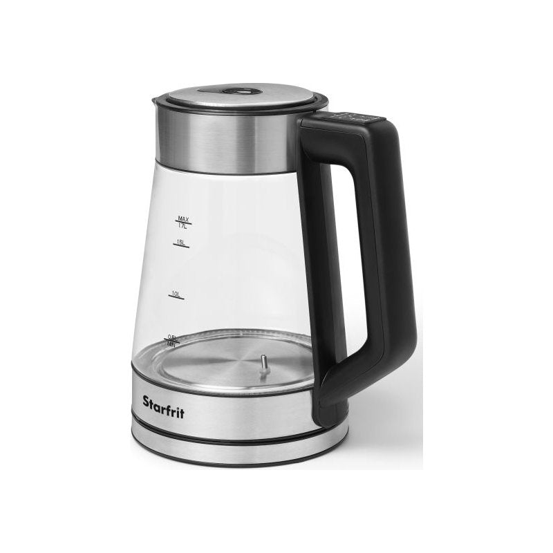 Starfrit Temperature Control Glass Kettle - 1.7L Capacity - Black/Silver