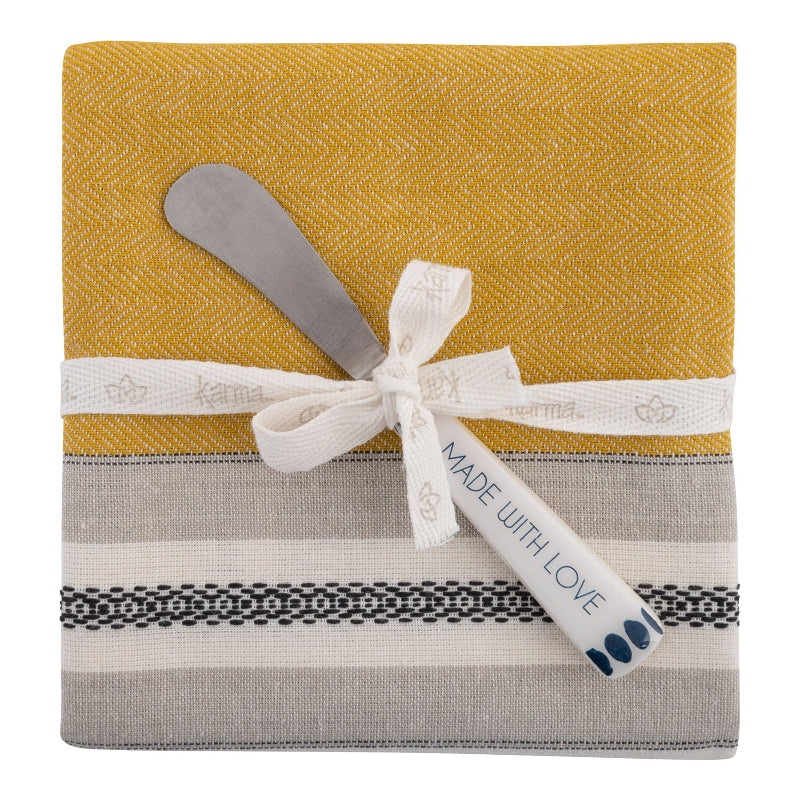 Karma Lisbon Tea Towel with Spreader - Ochre