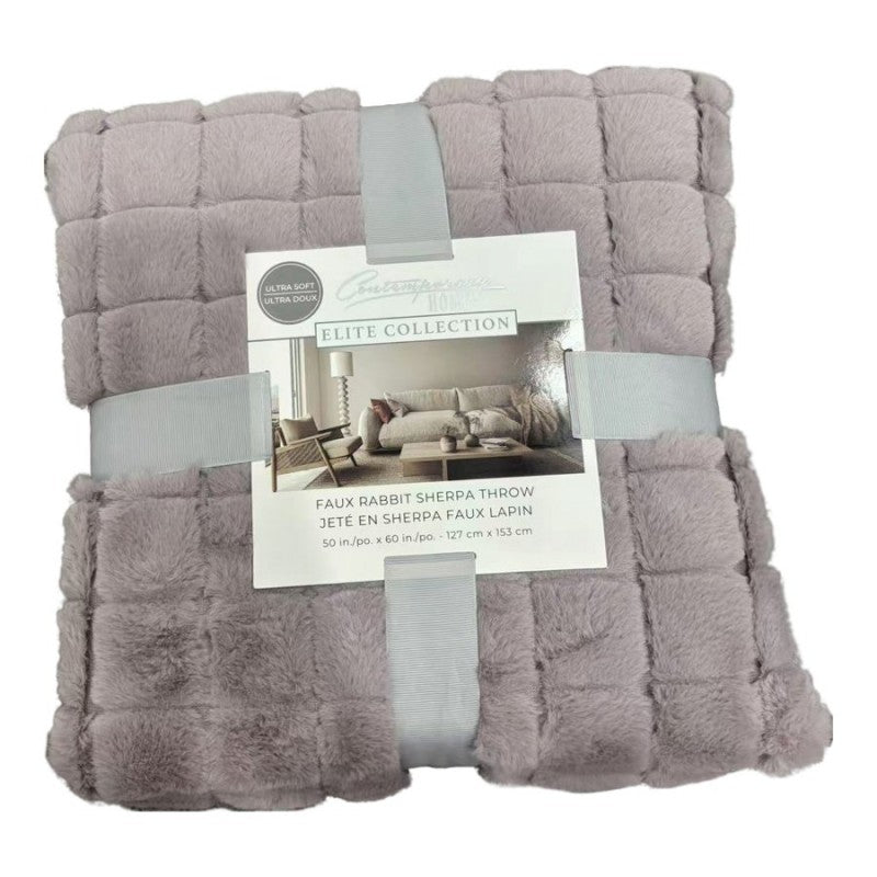 Contemporary Home Faux Fur Throw - 127 x 152 - Grey