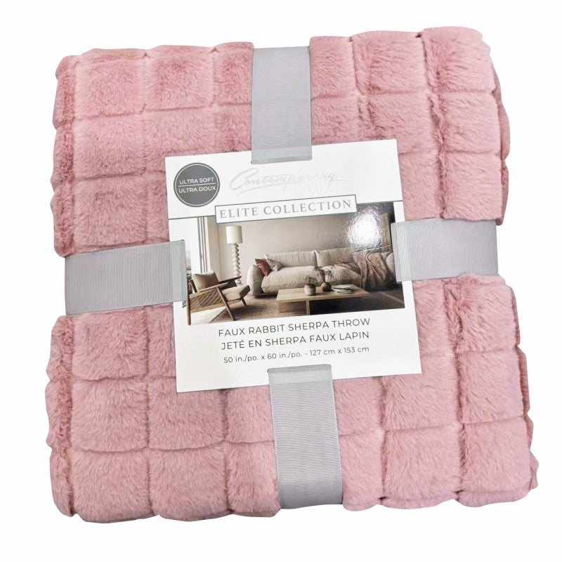 Contemp Home Faux Fur Throw Blanket - Pink