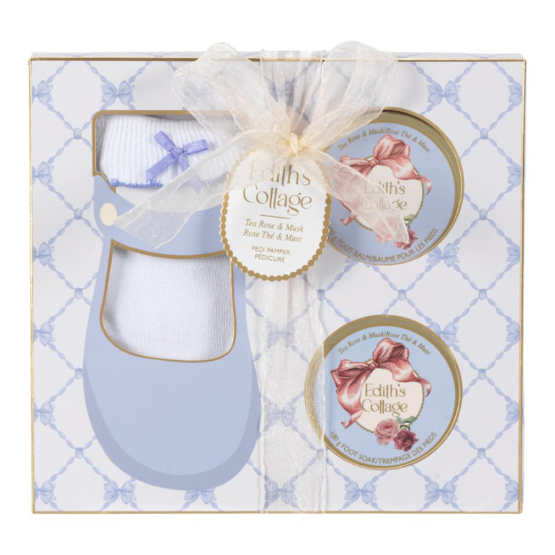 Edith's Cottage Pedi Pamper Foot Care Set - Tea Rose & Musk - 3 piece