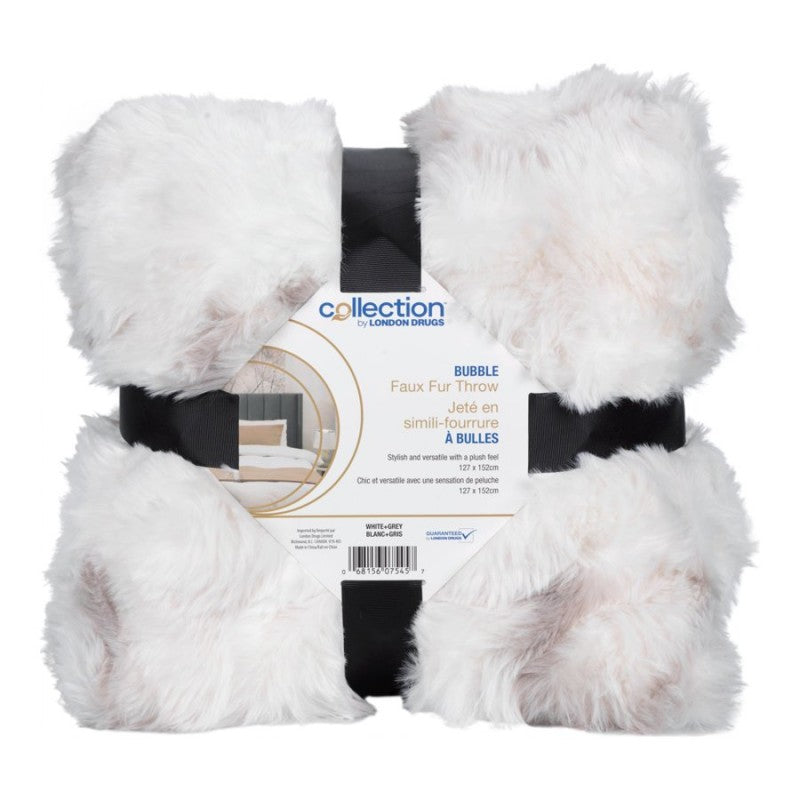 Collection by London Drugs Bubble Faux Fur Throw - White/Grey