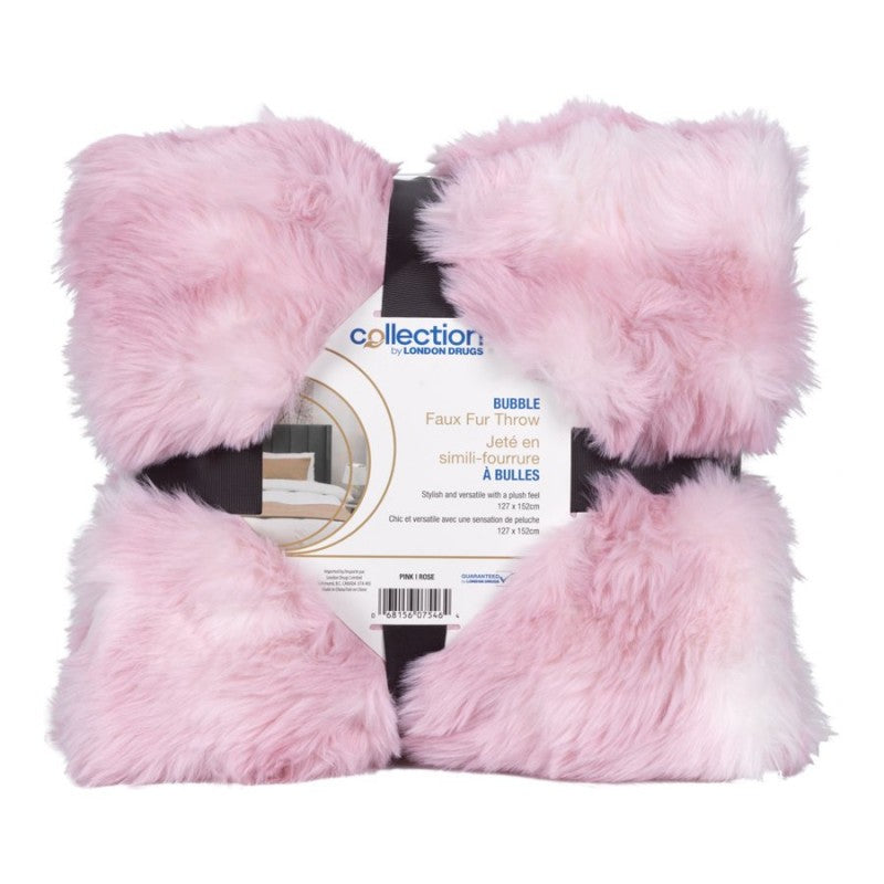 Collection by London Drugs Bubble Faux Fur Throw - Pink