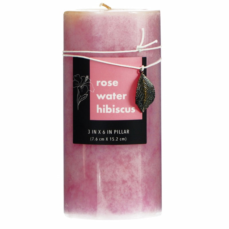 Alaura Pillar Mottled Candle - Rosewater Hibiscus
