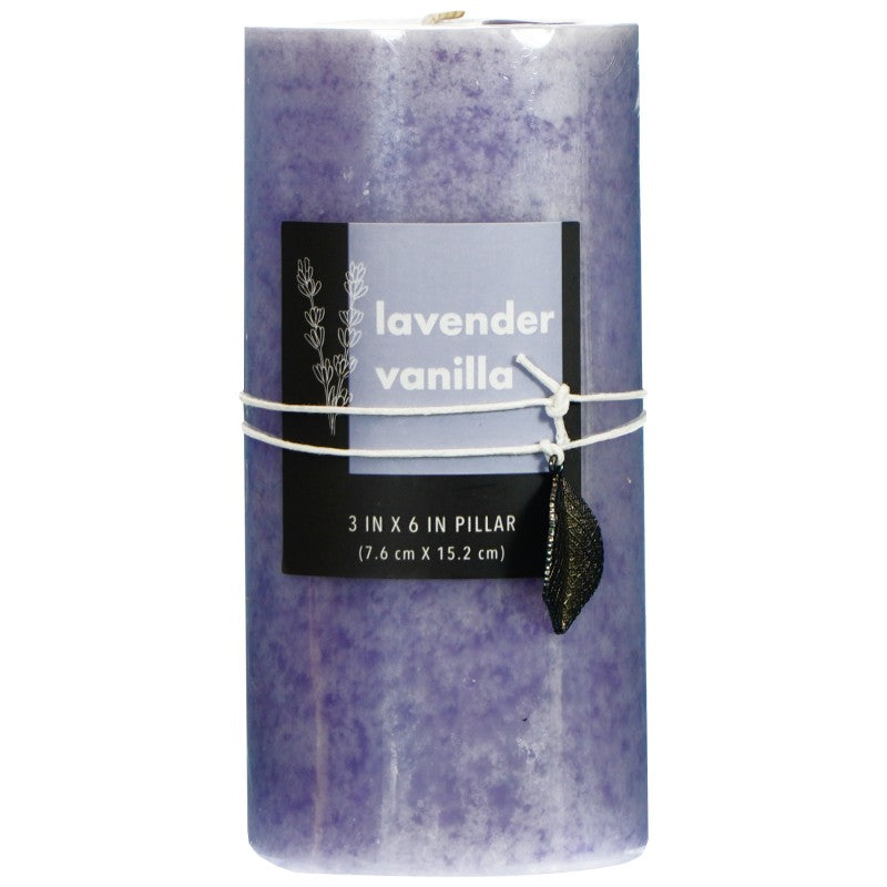 Alaura Pillar Mottled Candle - Lavender Vanilla