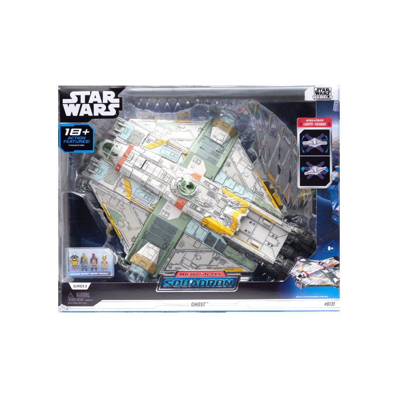 Jazwares Star Wars: Micro Galaxy Squadron The Ghost Vehicle Series-3 with Micro Figures - 9 Inch