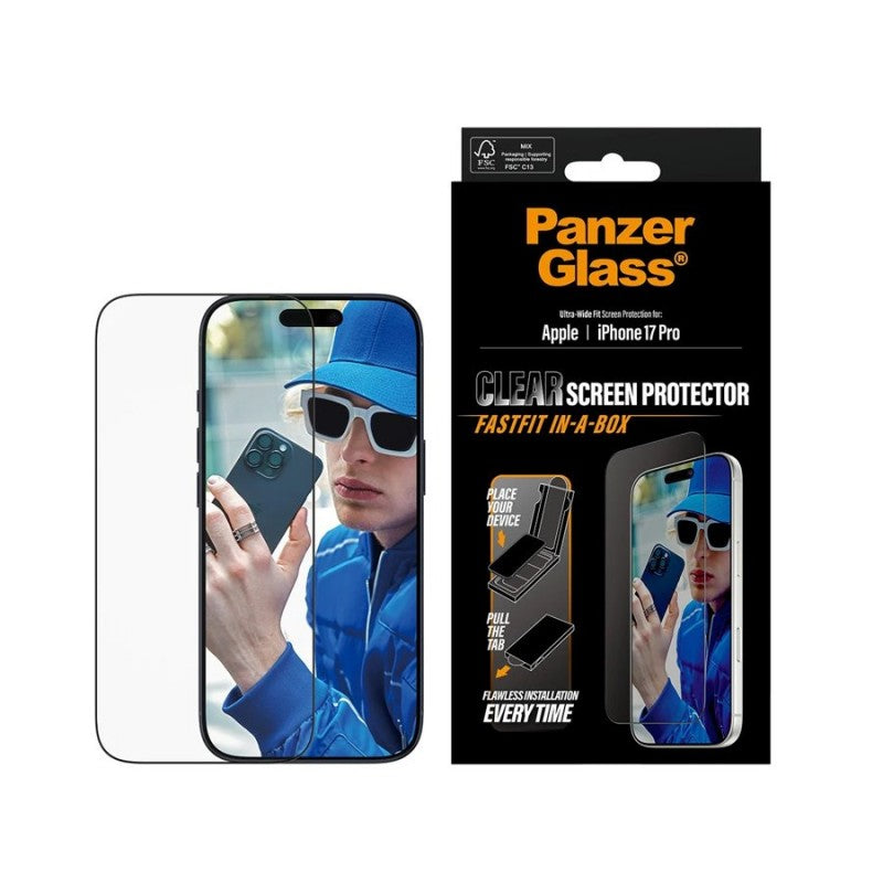 PanzerGlass UWF Fastfit In-a-Box Screen Protector for Apple iPhone 17 Pro - Clear