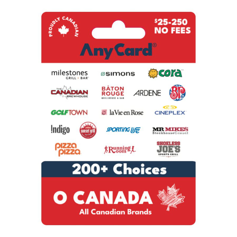 AnyCard 200+ Choices O Canada Gift Card - $25 - 250