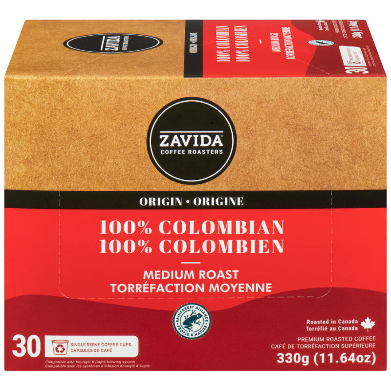 Zavida Single Serve 100% Colombian Coffee Pods - Medium Roast - 30 pack