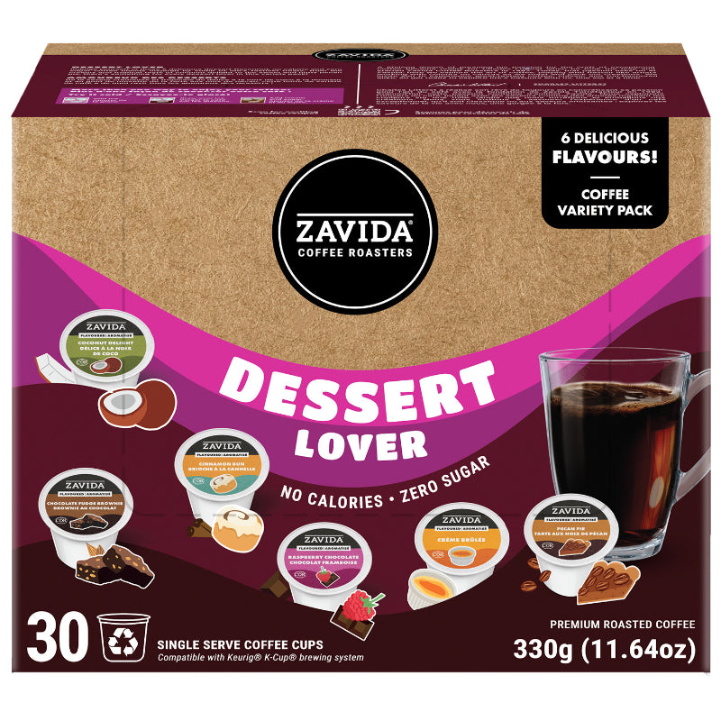 Zavida Coffee Roasters Dessert Lovers K-Cup Compatible Variety Pack - 30 pods