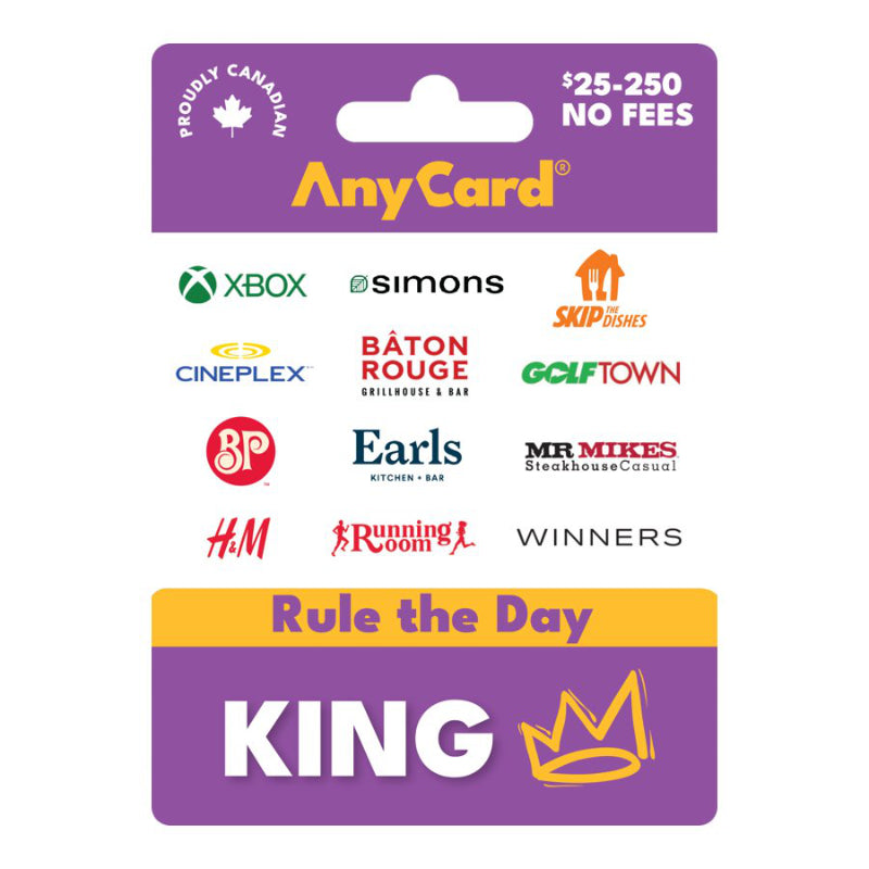 AnyCard Rule the Day Gift Card - $25 - 500