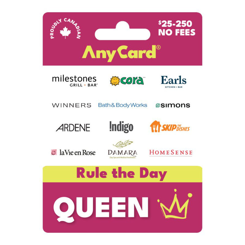AnyCard Rule the Day Queen Gift Card - $25 - 250