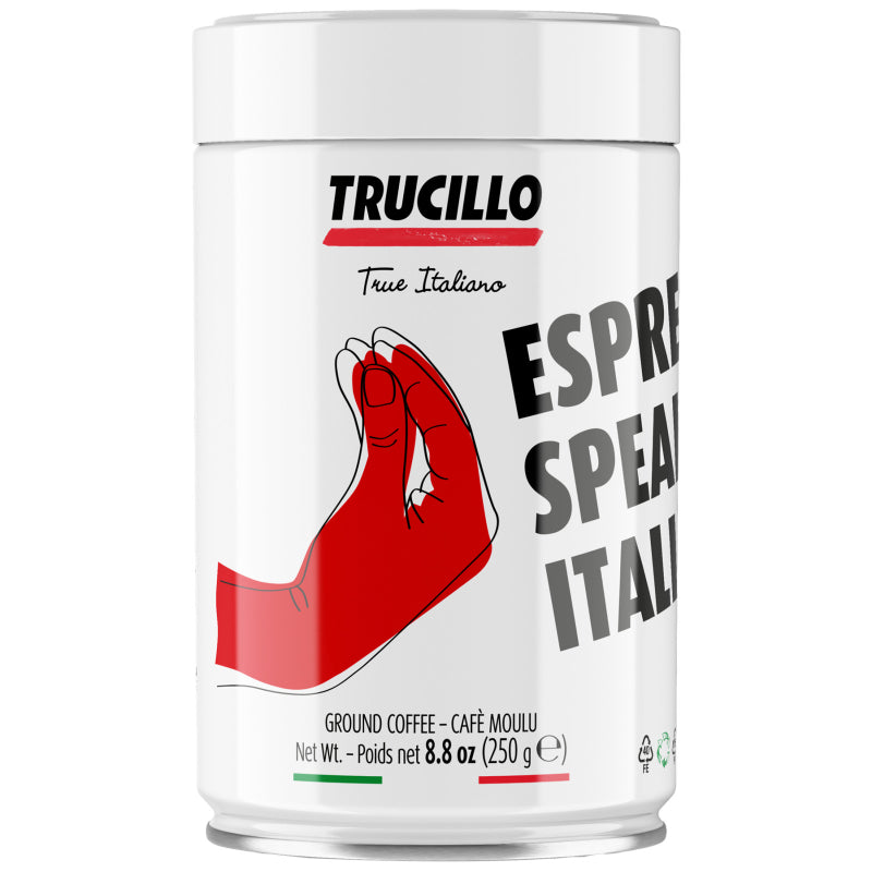Trucillo Espresso Speaks Italian Roasted Ground Coffee Tin - 250g
