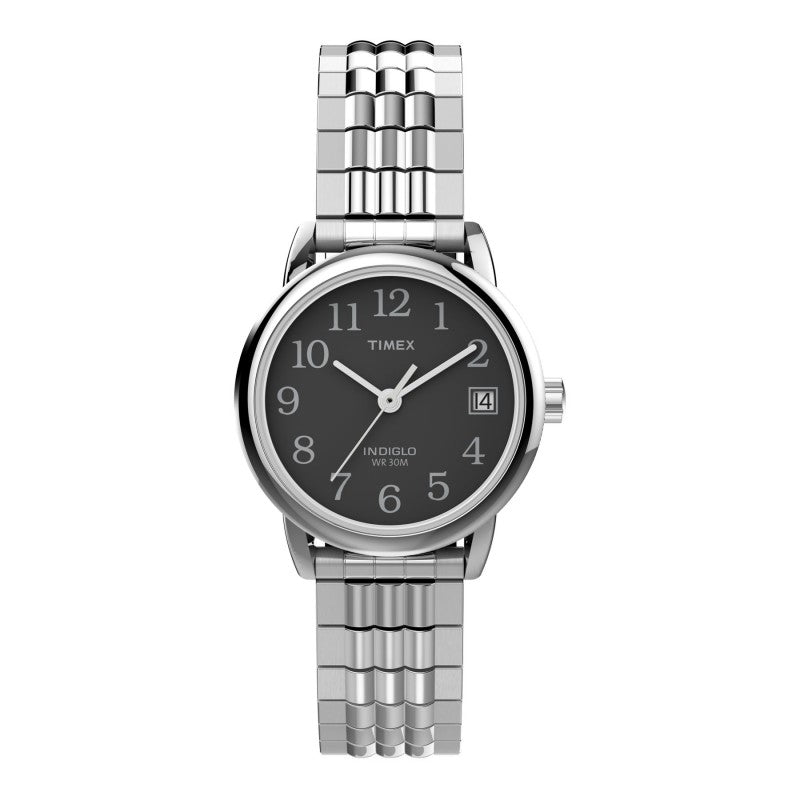 Timex Easy Reader Perfect Fit Wristwatch - Slver-Tone/Black - TW2V46700GP
