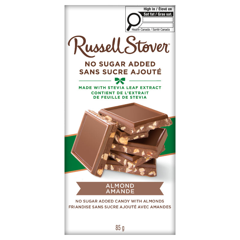 Russell Stover No Sugar Added Almond Milk Chocolate Bar - 85g