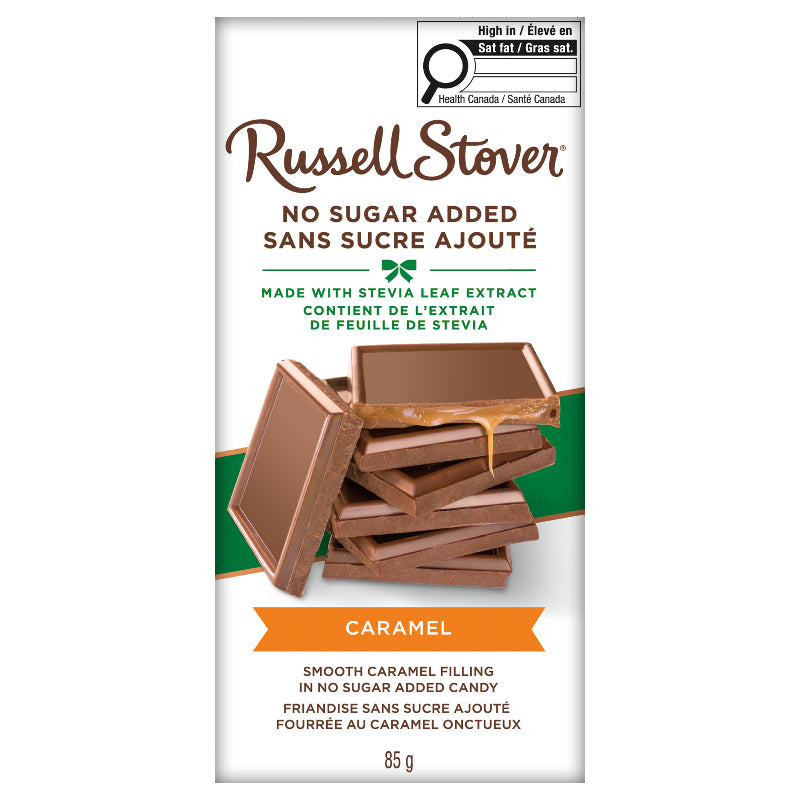 Russell Stover No Sugar Added Caramel Milk Chocolate Bar - 85g