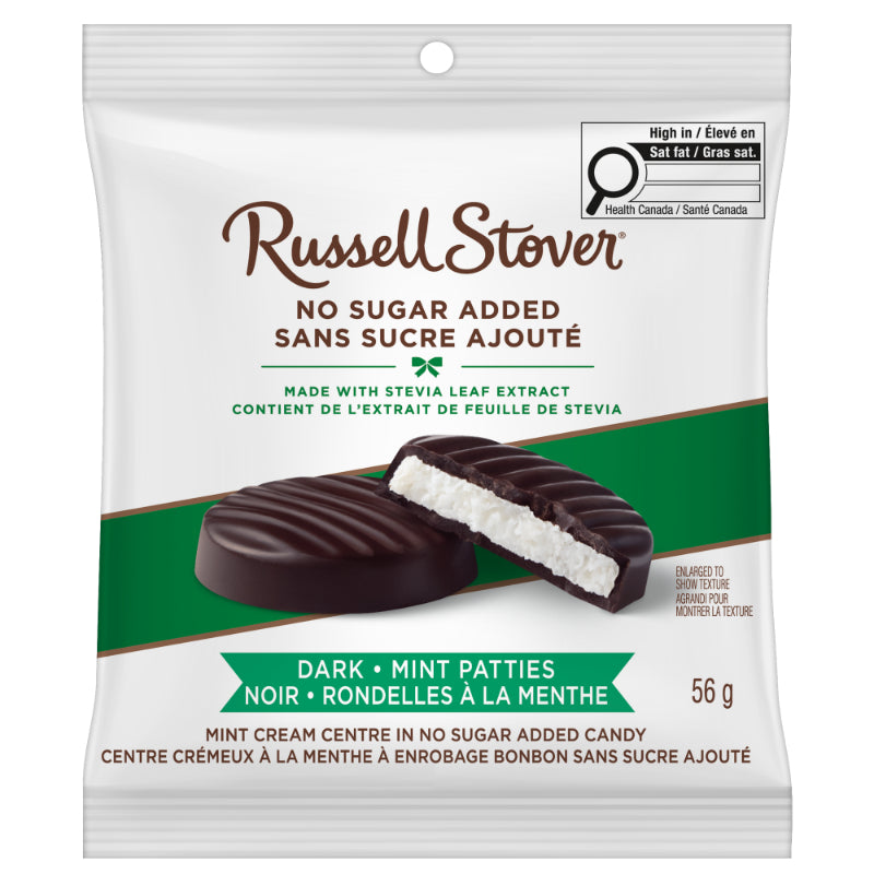 Russell Stover No Sugar Added Candy Bag - Dark Chocolate Mint Patties - 56g