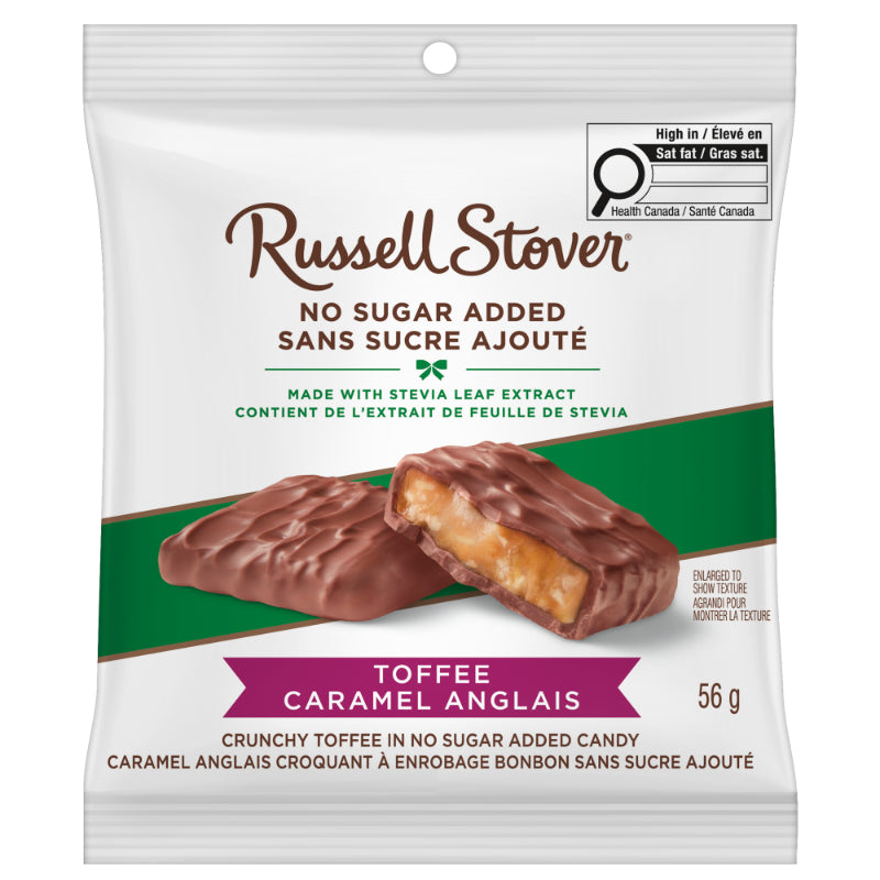Russell Stover No Sugar Added Candy Bag - Milk Chocolate Toffee - 56g