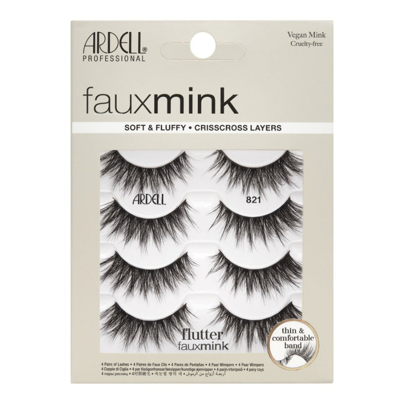 Ardell Professional Fauxmink Flutter 821 False Lashes - Black - 4 pairs