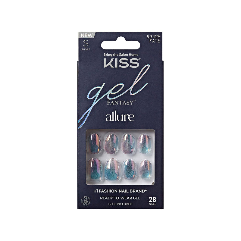 Kiss Gel Fantasy Allure False Nails Kit - Short - Oval - Silver - 28's