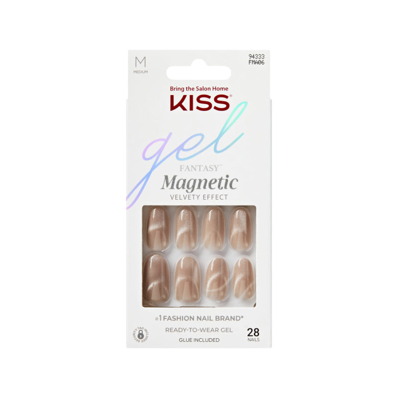 Kiss Gel Fantasy Magnetic False Nails Kit - Medium - Oval - Brown - 28's