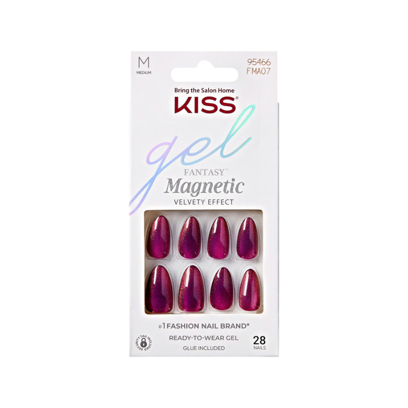 Kiss Gel Fantasy Magnetic False Nails Kit - Medium - Almond - Purple - 28's