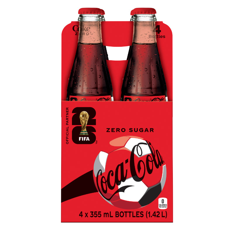 Coca Cola Coke Zero Sugar Soft Drink Bottles - 4x355ml