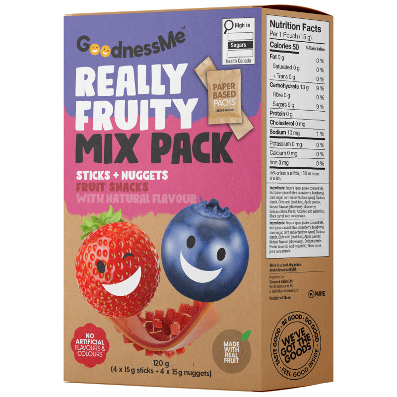 GoodnessMe Really Fruity Mix Pack - Sticks and Nuggets - 120g