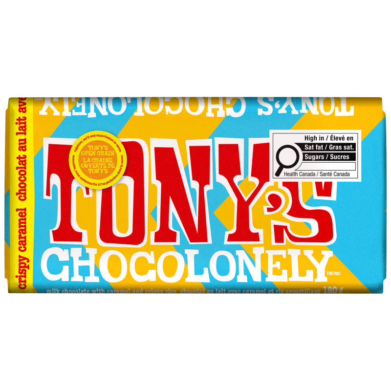 Tony's Chocolonely Milk Chocolate Bar - Caramel and Crispy Rice - 180g