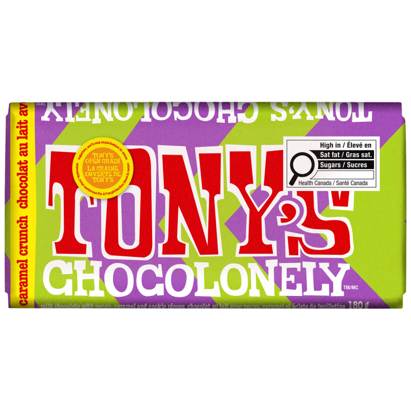 Tony's Chocolonely Milk Chocolate Bar - Pecan, Caramel and Cookie Pieces - 180g