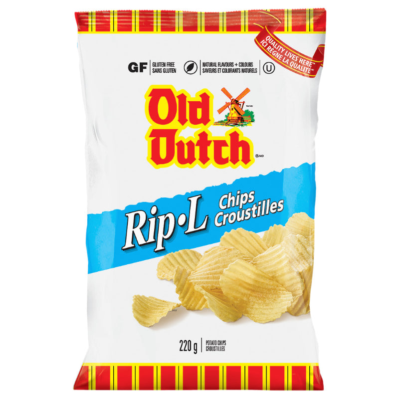 Old Dutch Rip-L Potato Chips - Plain - 220g