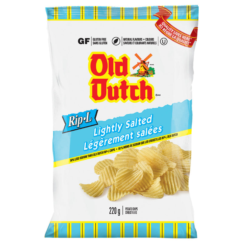 Old Dutch Rip-L Potato Chips - Lightly Salted - 220g