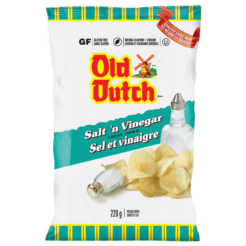 Old Dutch Rip-L Potato Chips - Salt 'n Vinegar Flavoured - 220g