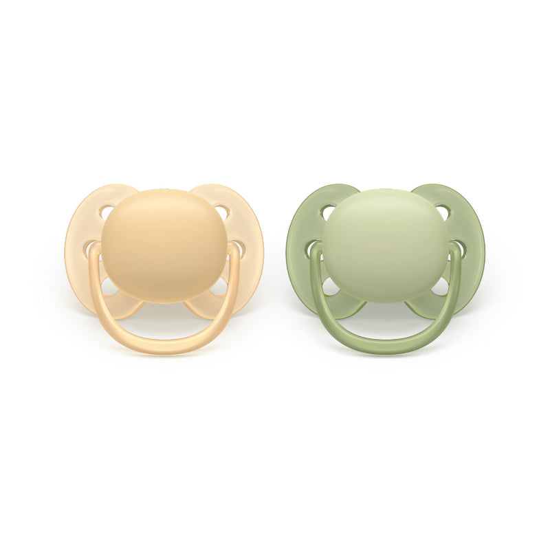 Philips Avent Ultra Soft Pacifier Set - Beige/Green - 6-18M - 2 Pieces