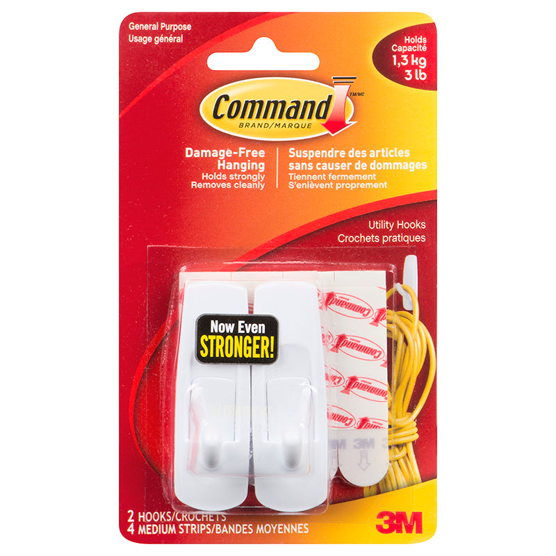 Command Medium Hook - White - Medium - 2 pack