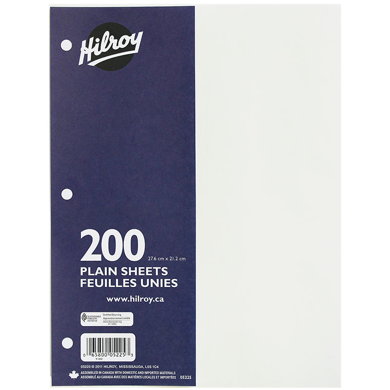 Hilroy Refill Paper - Plain - 200 sheet