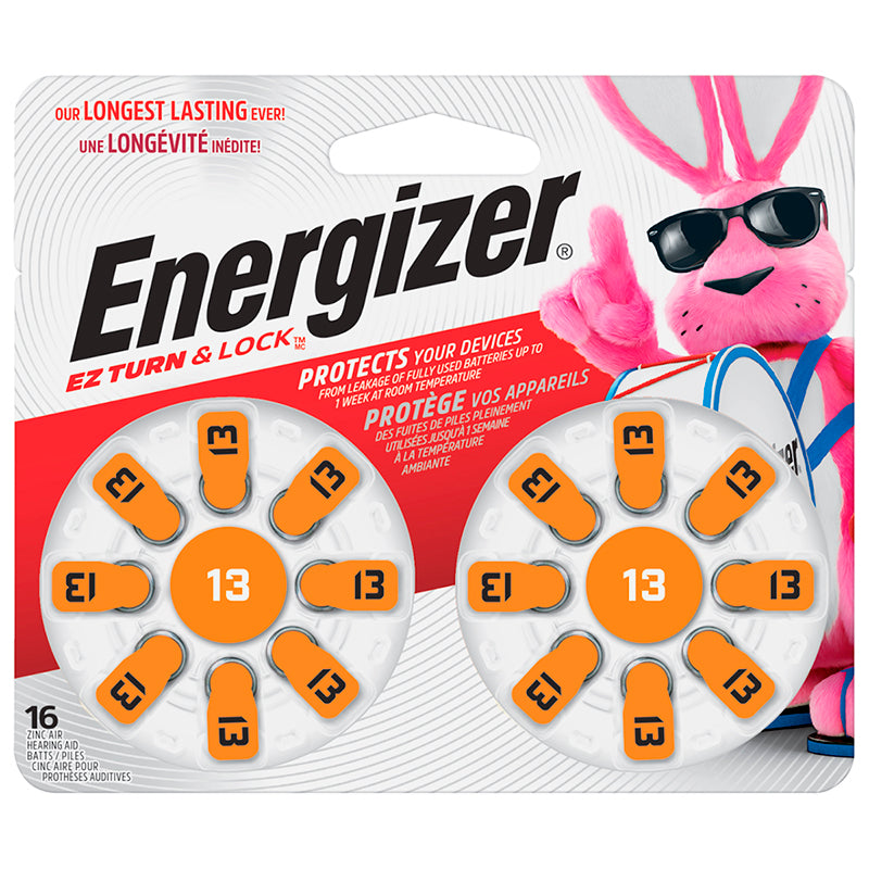 Energizer EZ Turn & Lock Size 13 Hearing Aid Batteries - 16 Pack - AZ13DP-16