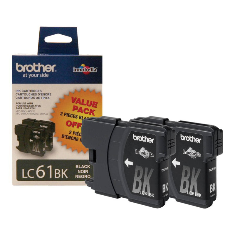Brother LC61 Ink Cartridge - Black - LC612PKS - 2 pack