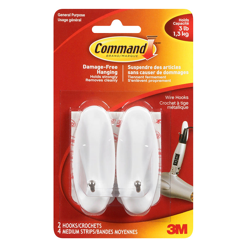 Command Wire Hooks - White - Medium - 2's
