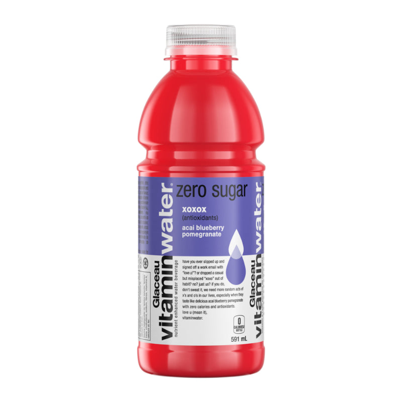 Glaceau Vitamin Water Zero Sugar Sports Drink - XOXOX (Antioxidants) - Acai Blueberry Pomegranate - 591ml