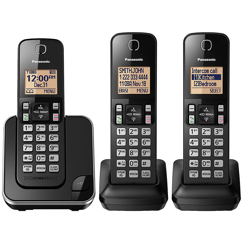 Panasonic 3 Handset Cordless Phone - Black - KXTGC383B