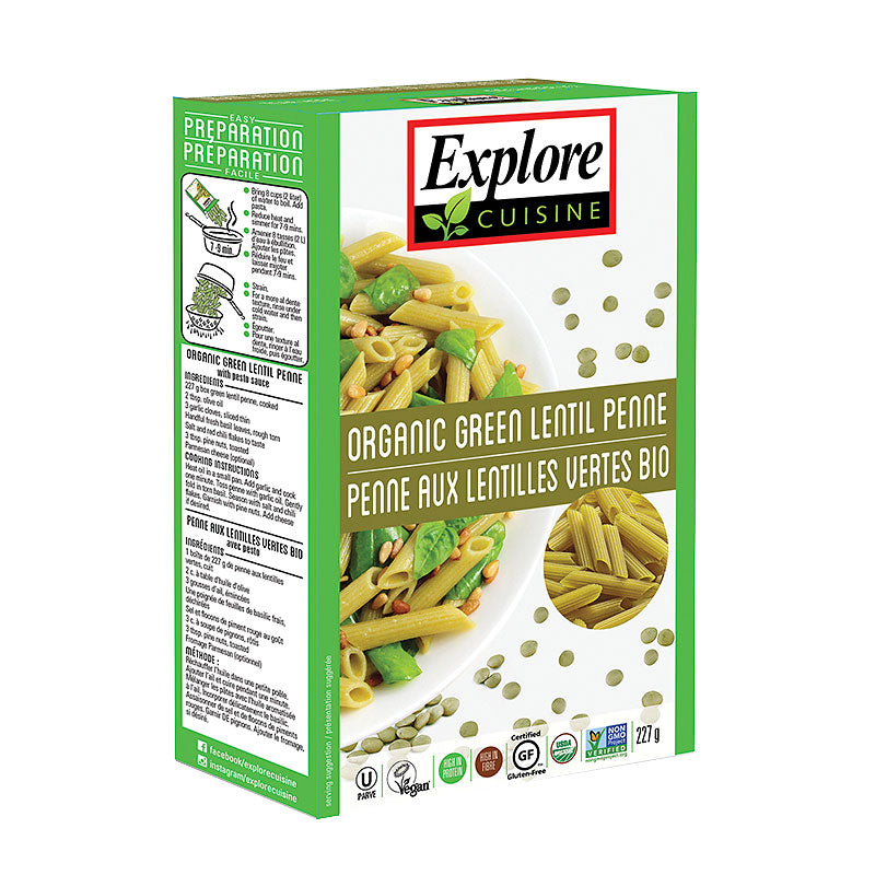 Explore Cuisine Penne - Green Lentil - 227g