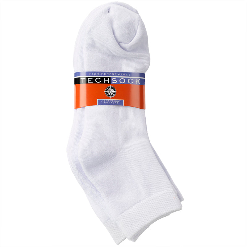 TechSock Ladies Anklet Cushion Socks - White - 3 pack