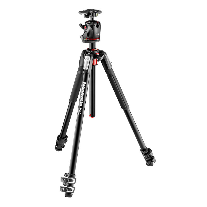 Manfrotto 190 Aluminum 3 Section Tripod with XPRO Ball Head + 200PL plate - MK190P3BH2 - Open Box or Display Models Only