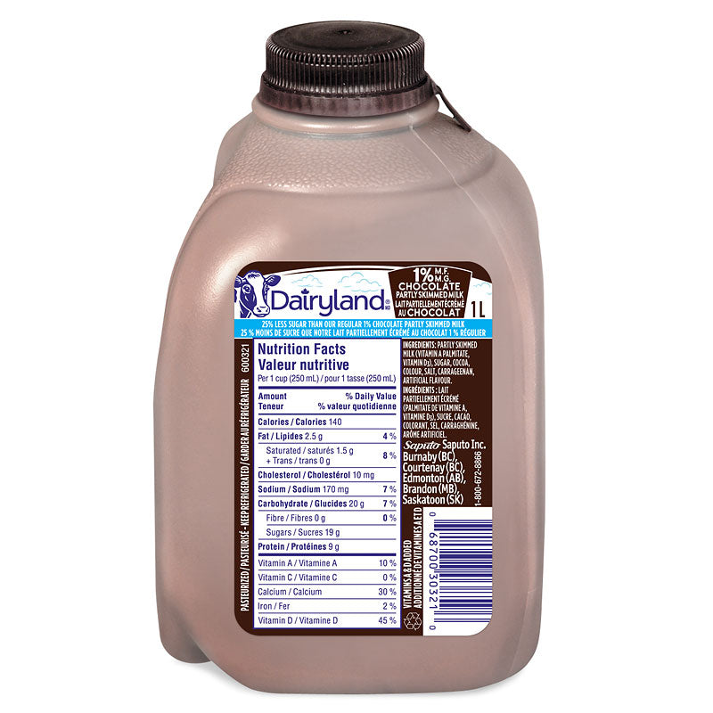 Dairyland Chocolate Milk - Reduced Sugar - 1L