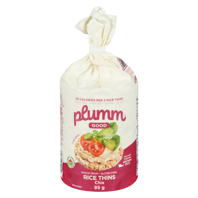 Plumm Good Organic Rice Cakes - Brown Rice with Chia - 95g