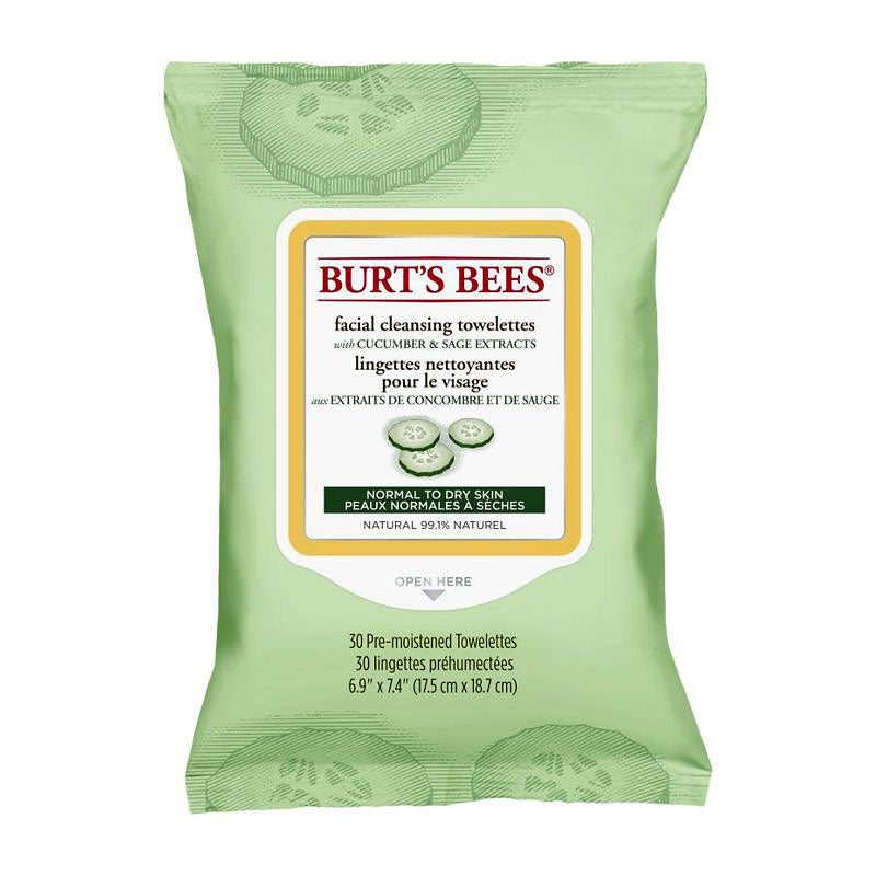 Burt's Bees Facial Cleansing Towelettes - Cucumber & Sage - 30's