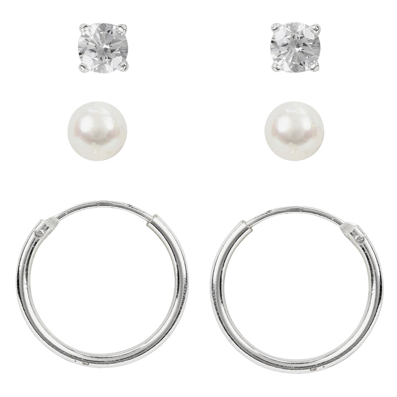 Charisma Sterling Silver Trio Earring Set