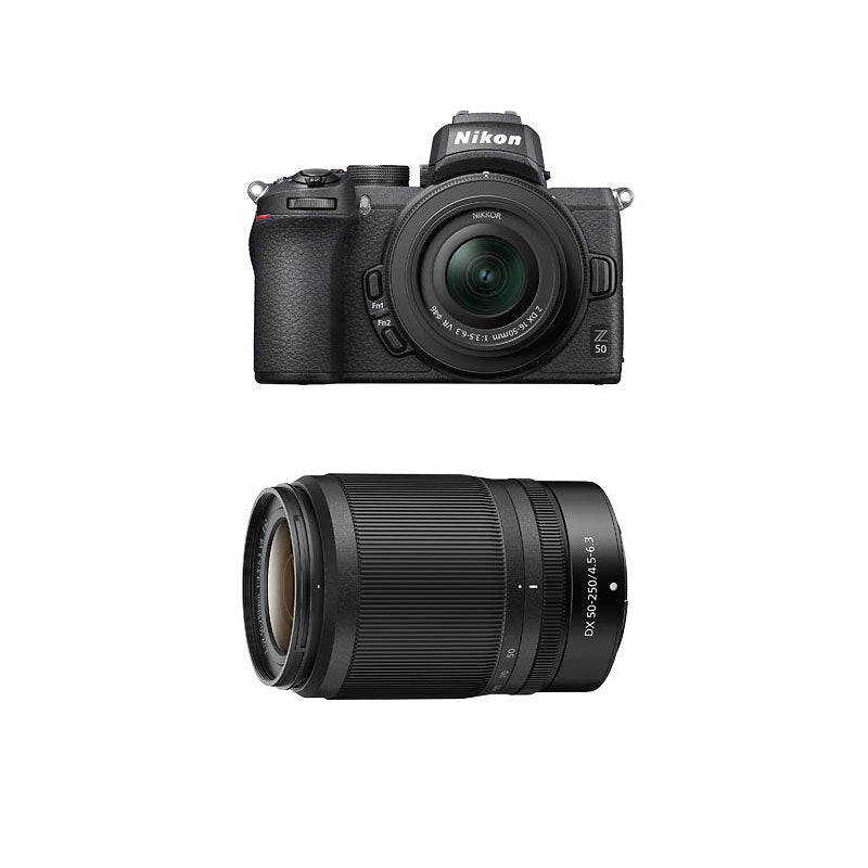 Nikon Z50 DX Mirrorless Camera with 16-50mm VR + 50-250mm VR Lens - PKG #50303
