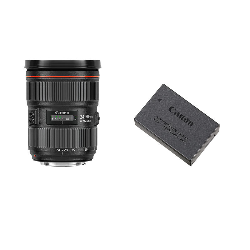 Canon EF 24-70mm F2.8L II USM Lens with LP-E17 Battery - PKG #24441